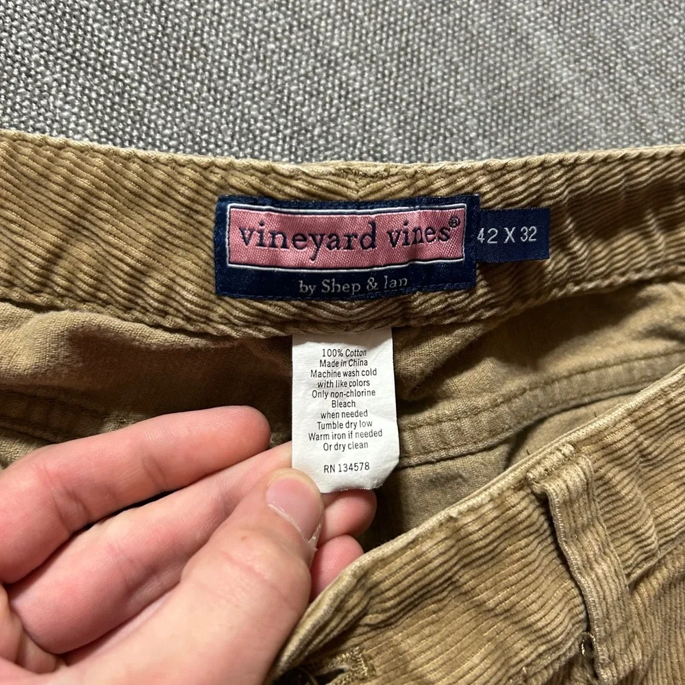 Vineyard Vines Corduroy Pants Mens 42x32 (Fits 42x28) Tan Straight Leg Cotton